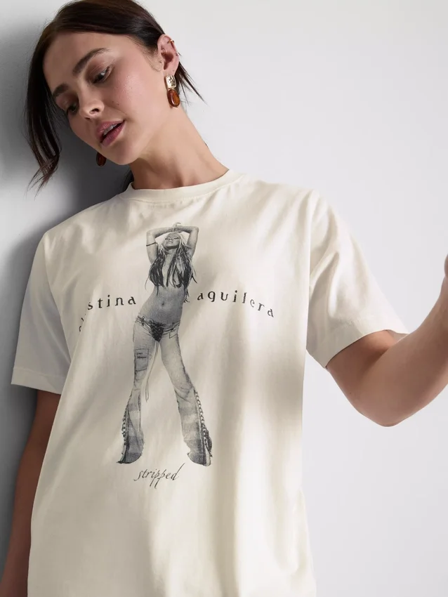 Tricou din bumbac Christina Aguilera cu imprimeu muzical Tricou din bumbac Christina Aguilera cu imprimeu muzical