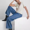 Tricou din bumbac cu dungi și guler în V Tricou din bumbac cu dungi și guler în V