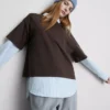 Tricou din bumbac cu guler rotund și croială dreptă Tricou din bumbac cu guler rotund și croială dreptă