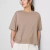 Tricou din bumbac cu guler rotund și croială dreptă Tricou din bumbac cu guler rotund și croială dreptă