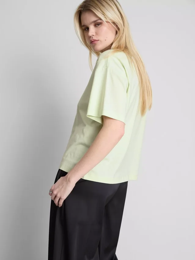 Tricou din bumbac cu guler rotund și croială dreptă Tricou din bumbac cu guler rotund și croială dreptă