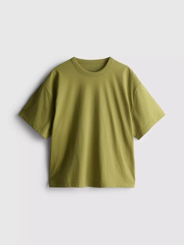 Tricou din bumbac cu guler rotund și croială dreptă Tricou din bumbac cu guler rotund și croială dreptă