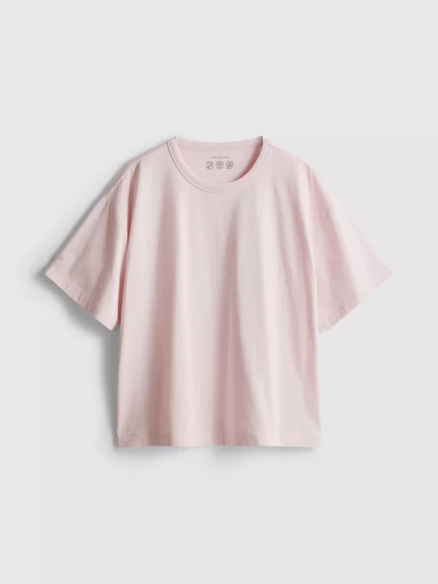 Tricou din bumbac cu guler rotund și croială dreptă Tricou din bumbac cu guler rotund și croială dreptă