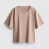 Tricou din bumbac cu guler rotund și croială dreptă Tricou din bumbac cu guler rotund și croială dreptă