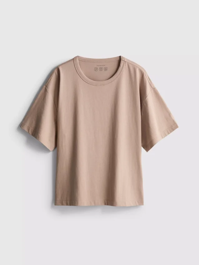 Tricou din bumbac cu guler rotund și croială dreptă Tricou din bumbac cu guler rotund și croială dreptă