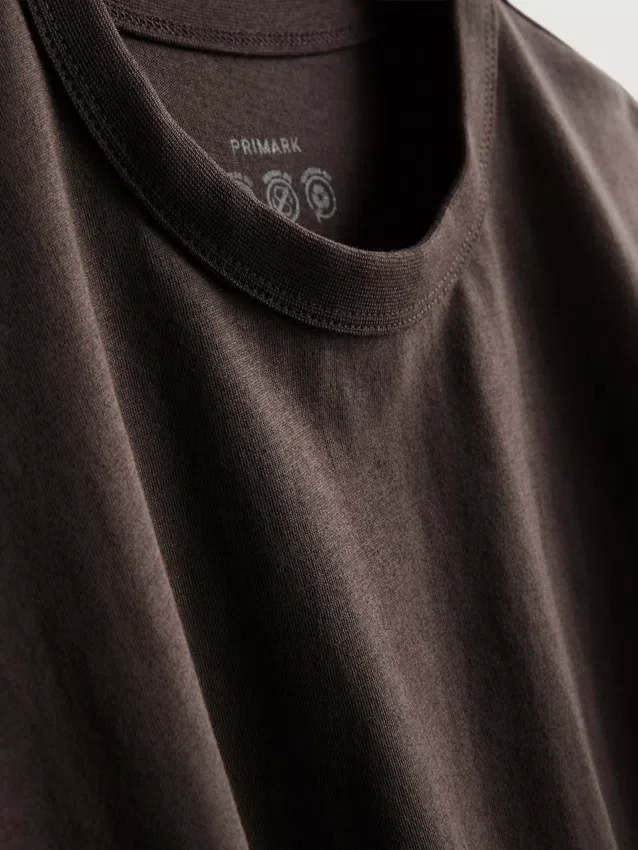 Tricou din bumbac cu guler rotund și croială dreptă Tricou din bumbac cu guler rotund și croială dreptă