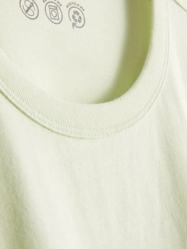 Tricou din bumbac cu guler rotund și croială dreptă Tricou din bumbac cu guler rotund și croială dreptă