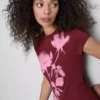 Tricou din bumbac cu imprimeu floral Tricou din bumbac cu imprimeu floral