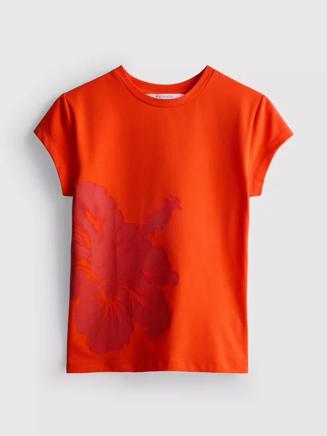 Tricou din bumbac cu imprimeu floral Tricou din bumbac cu imprimeu floral