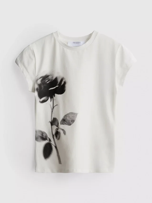 Tricou din bumbac cu imprimeu floral Tricou din bumbac cu imprimeu floral