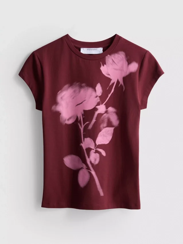 Tricou din bumbac cu imprimeu floral Tricou din bumbac cu imprimeu floral