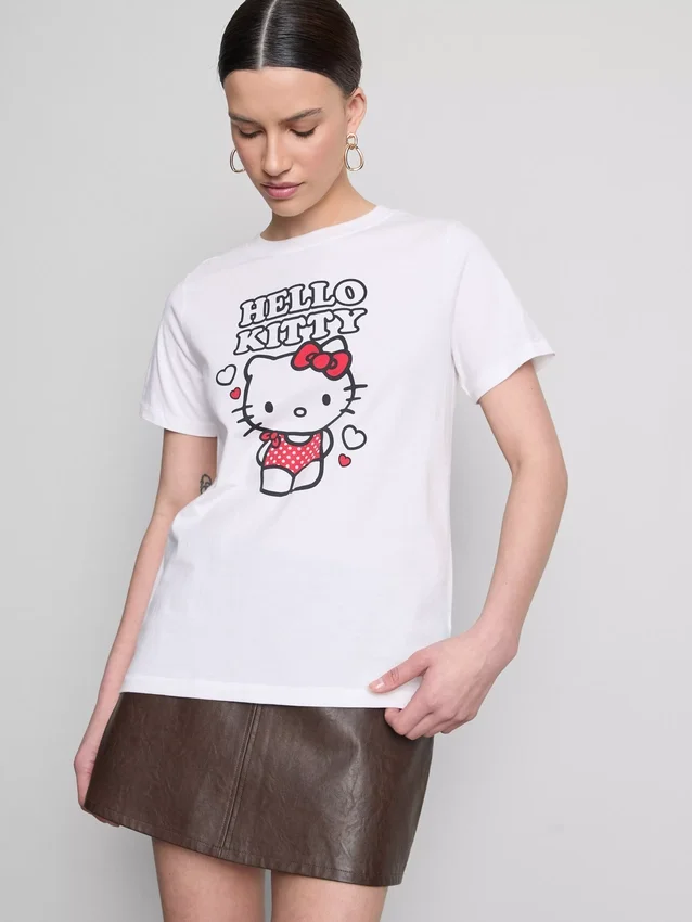 Tricou din bumbac cu imprimeu Hello Kitty Tricou din bumbac cu imprimeu Hello Kitty