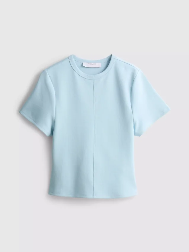 Tricou drept, cu detalii la cusături, cu conținut ridicat de bumbac Tricou drept, cu detalii la cusături, cu conținut ridicat de bumbac