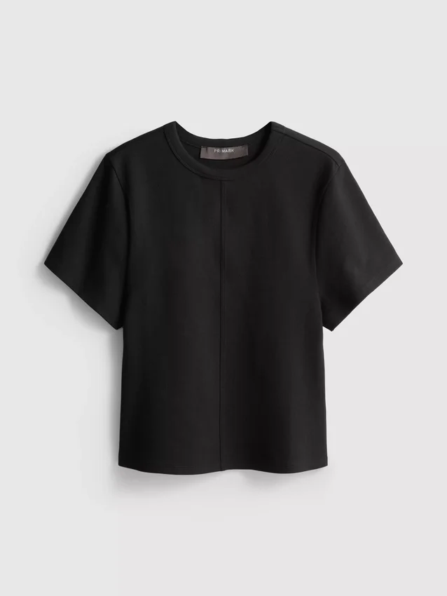 Tricou drept, cu detalii la cusături, cu conținut ridicat de bumbac Tricou drept, cu detalii la cusături, cu conținut ridicat de bumbac