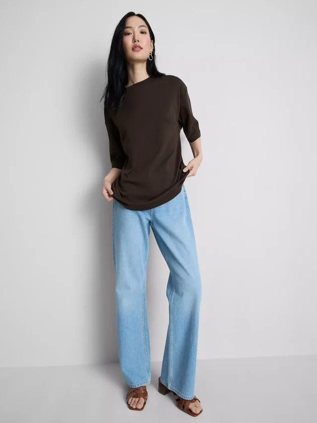 Tricou esențial din bumbac, cu croială oversized Tricou esențial din bumbac, cu croială oversized