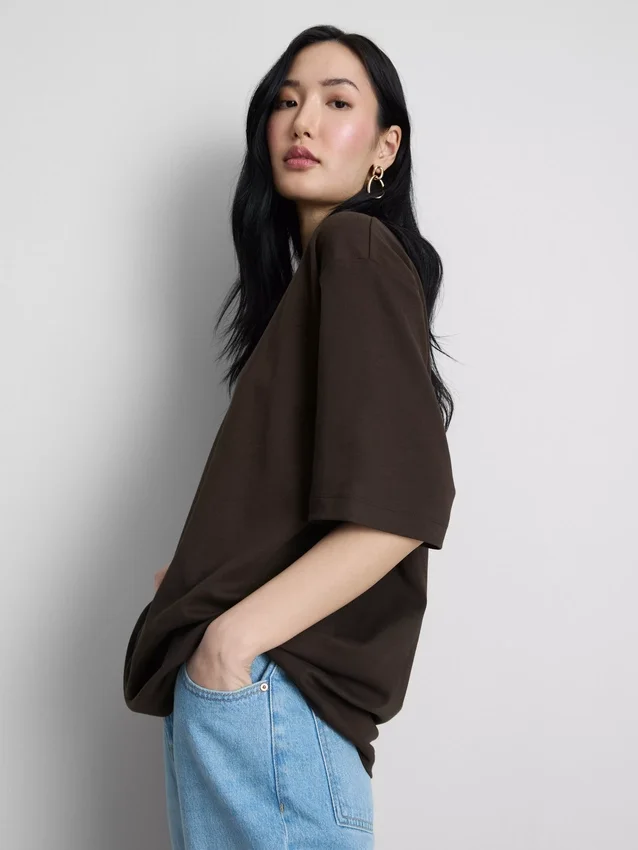 Tricou esențial din bumbac, cu croială oversized Tricou esențial din bumbac, cu croială oversized