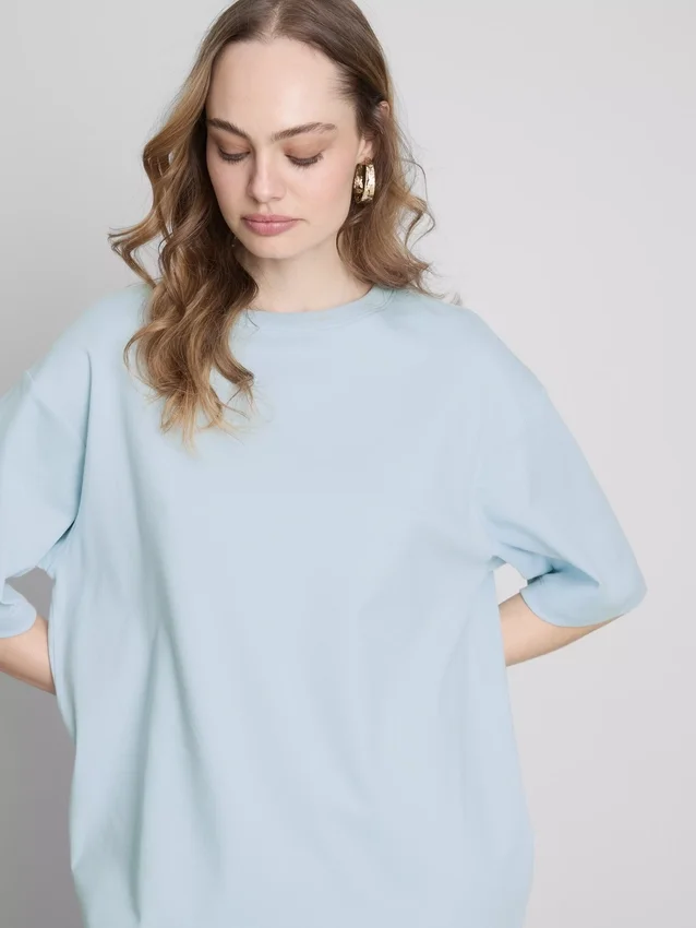 Tricou esențial din bumbac, cu croială oversized Tricou esențial din bumbac, cu croială oversized