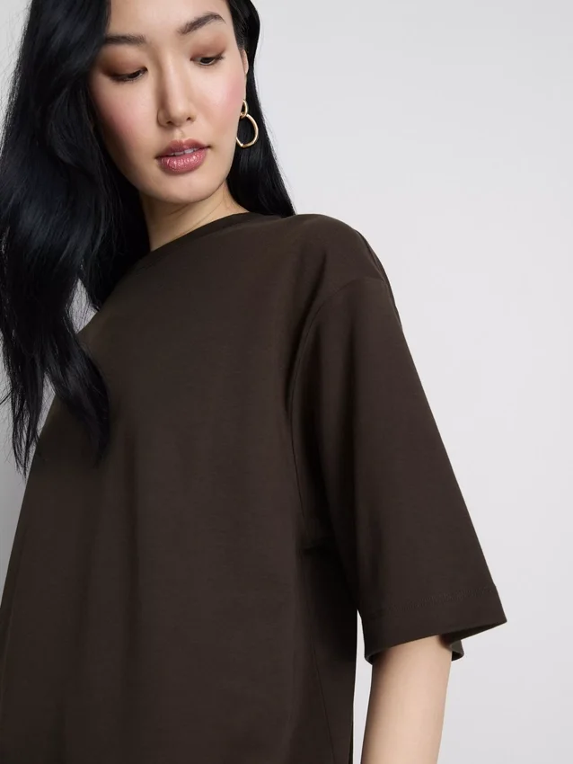 Tricou esențial din bumbac, cu croială oversized Tricou esențial din bumbac, cu croială oversized
