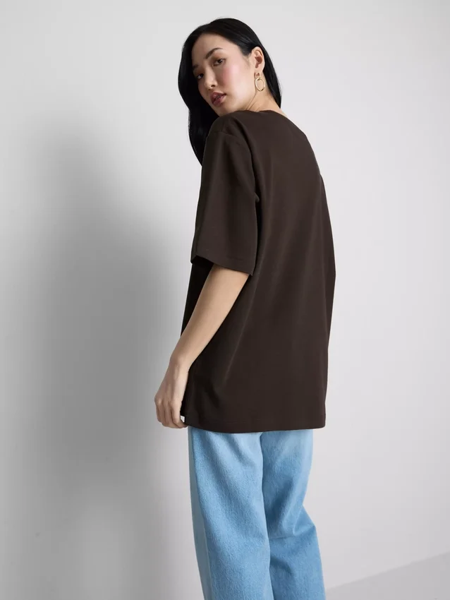 Tricou esențial din bumbac, cu croială oversized Tricou esențial din bumbac, cu croială oversized