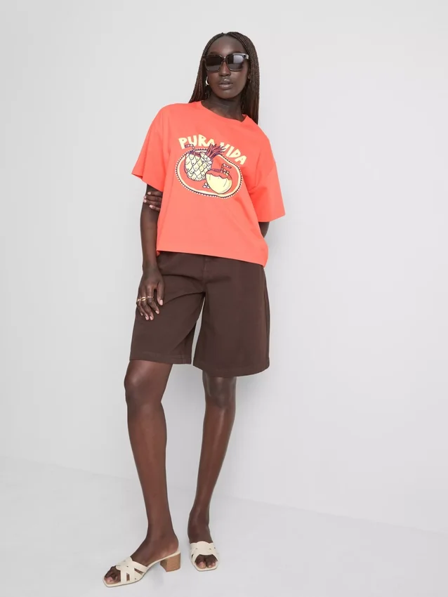 Tricou grafic din bumbac, cu croi drept Tricou grafic din bumbac, cu croi drept