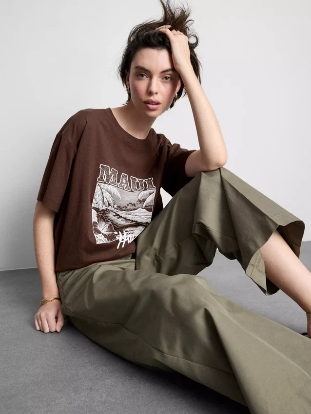 Tricou grafic din bumbac, cu croi drept Tricou grafic din bumbac, cu croi drept