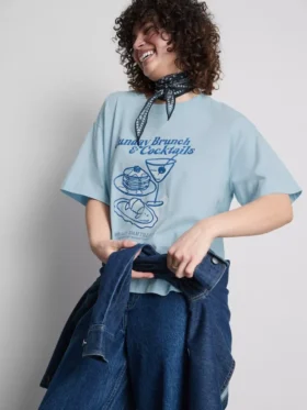 Tricou grafic din bumbac, cu croi drept