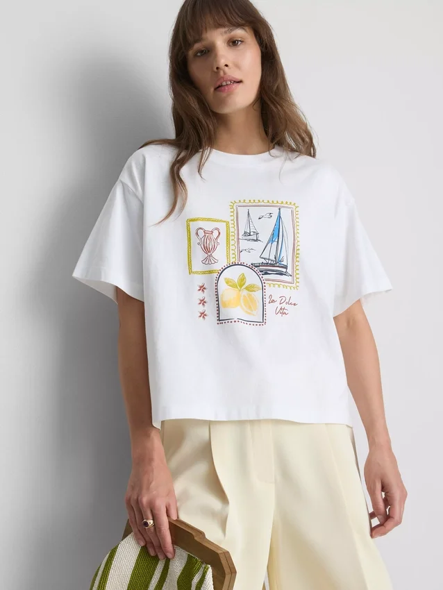 Tricou grafic din bumbac, cu croi drept Tricou grafic din bumbac, cu croi drept