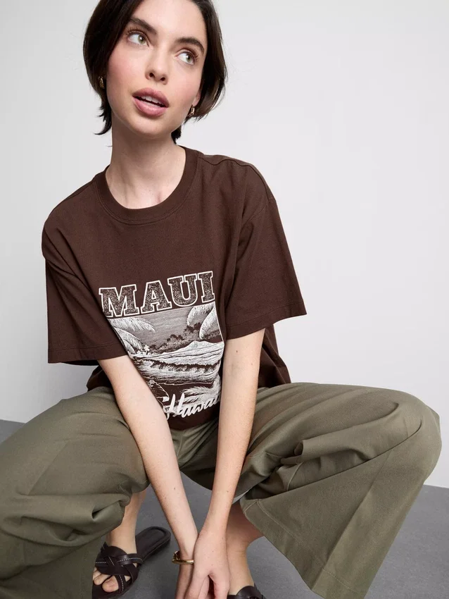 Tricou grafic din bumbac, cu croi drept Tricou grafic din bumbac, cu croi drept