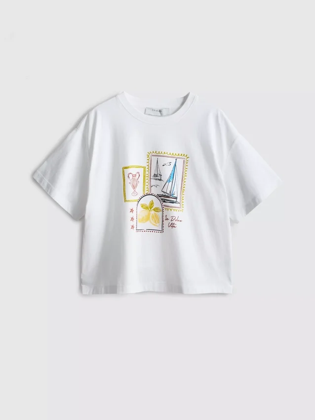 Tricou grafic din bumbac, cu croi drept Tricou grafic din bumbac, cu croi drept