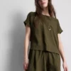 Tricou lejer cu guler rotund și aerisire Tricou lejer cu guler rotund și aerisire