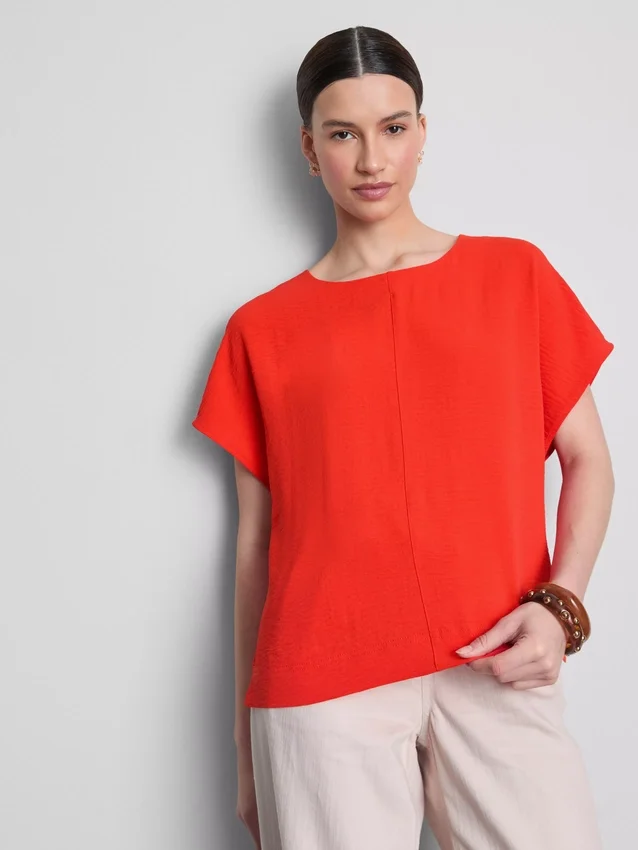 Tricou lejer cu guler rotund și aerisire Tricou lejer cu guler rotund și aerisire