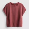 Tricou lejer cu guler rotund și aerisire Tricou lejer cu guler rotund și aerisire