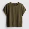 Tricou lejer cu guler rotund și aerisire Tricou lejer cu guler rotund și aerisire