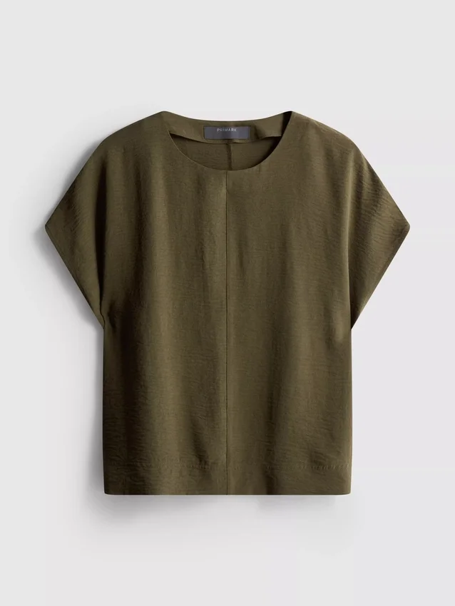 Tricou lejer cu guler rotund și aerisire Tricou lejer cu guler rotund și aerisire