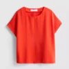 Tricou lejer cu guler rotund și aerisire Tricou lejer cu guler rotund și aerisire