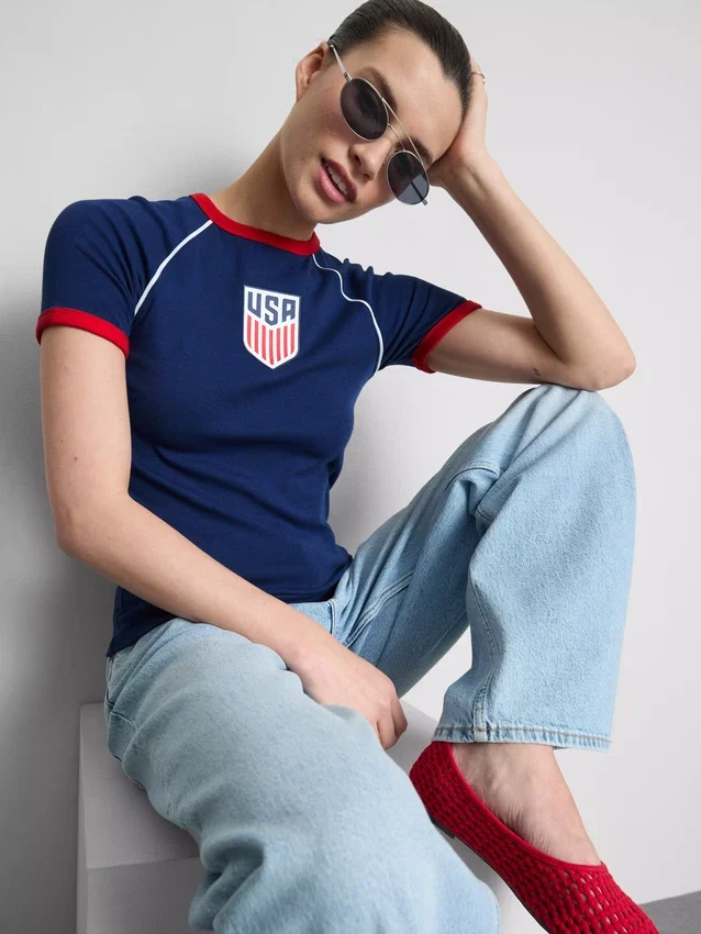 Tricou lung pentru bebeluși cu motiv „USA” Tricou lung pentru bebeluși cu motiv „USA”