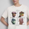 Tricou muzical cu imprimeu Gorillaz, croială lejeră Tricou muzical cu imprimeu Gorillaz, croială lejeră