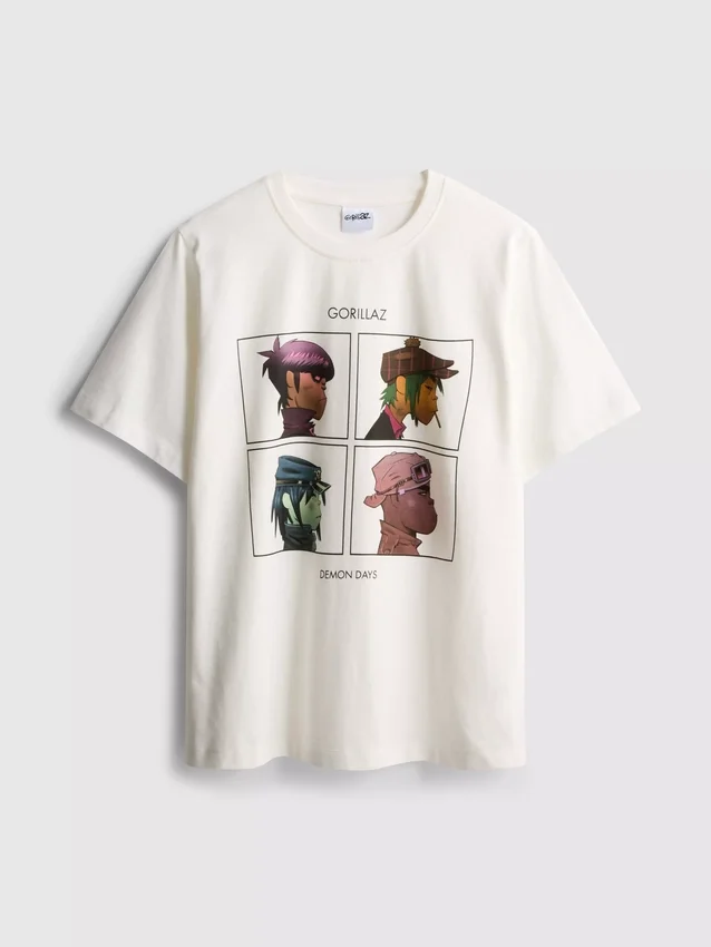Tricou muzical cu imprimeu Gorillaz, croială lejeră Tricou muzical cu imprimeu Gorillaz, croială lejeră