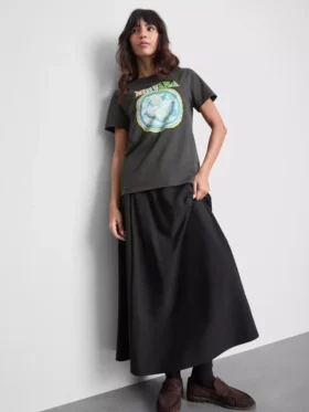 Tricou Nirvana din bumbac spălat, cu bandă