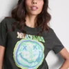 Tricou Nirvana din bumbac spălat, cu bandă