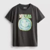 Tricou Nirvana din bumbac spălat, cu bandă