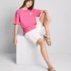 Tricou oversized cu imprimeu grafic, din bumbac, în nuanța havana