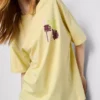 Tricou oversized din bumbac, în stil boyfriend, cu imprimeu grafic