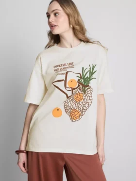 Tricou oversized din bumbac, în stil retro