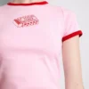 Tricou pentru bebeluși din bumbac cu imprimeu și guler tip „ringer”
