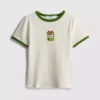 Tricou pentru bebeluși din bumbac cu imprimeu și guler tip „ringer”
