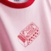 Tricou pentru bebeluși din bumbac cu imprimeu și guler tip „ringer”