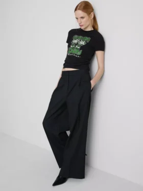 Tricou pentru bebeluși din bumbac, de culoare verde, cu volane