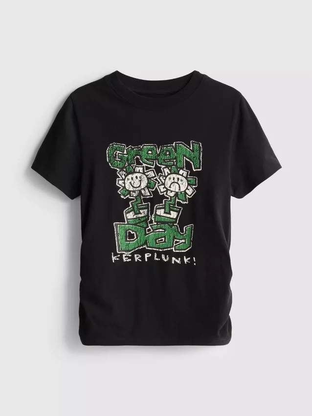 Tricou pentru bebeluși din bumbac, de culoare verde, cu volane Tricou pentru bebeluși din bumbac, de culoare verde, cu volane