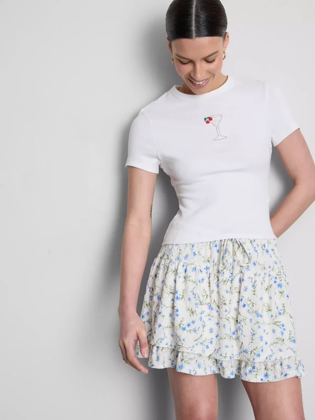 Tricou scurt pentru bebeluși, din bumbac cu mărgele Tricou scurt pentru bebeluși, din bumbac cu mărgele